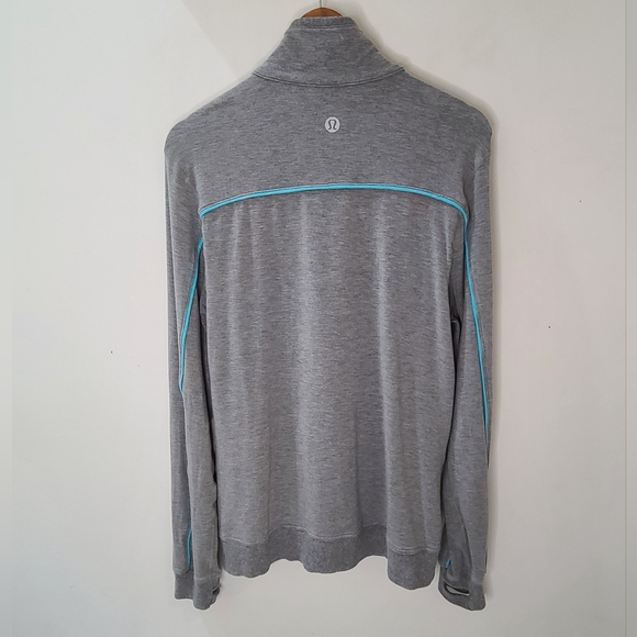 Lululemon Mens Gray Full Zip Track Jacket w/Blue Stripe Accent & Thumbholes S-M - Picture 4 of 15